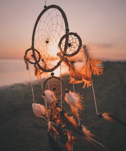 dream catcher, sunset, sea